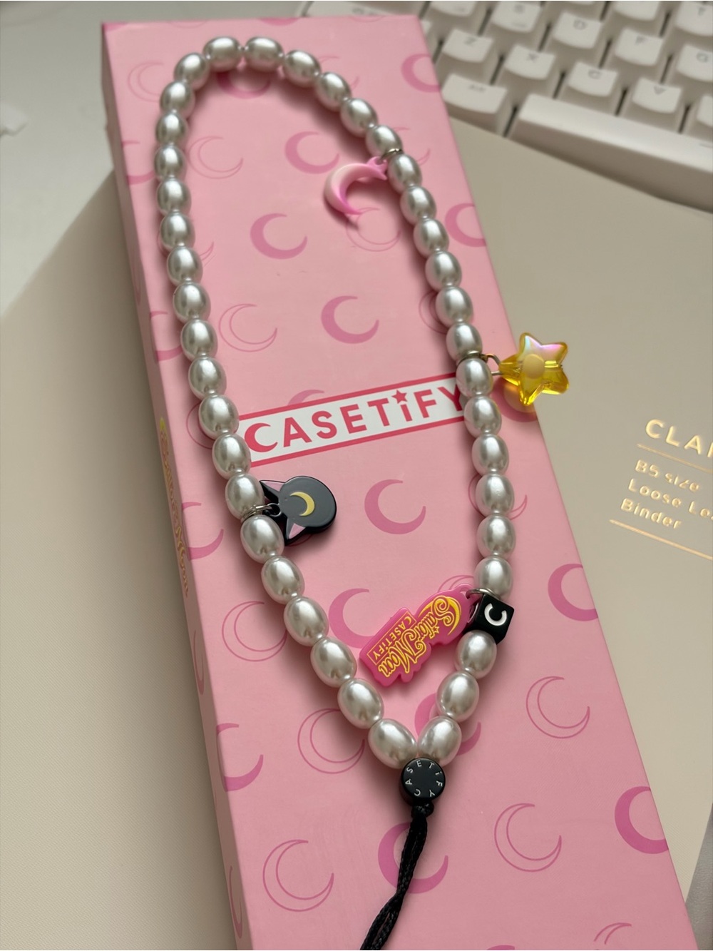Limited edition Casetify x sailor Moon Pink Charm Pearl chain